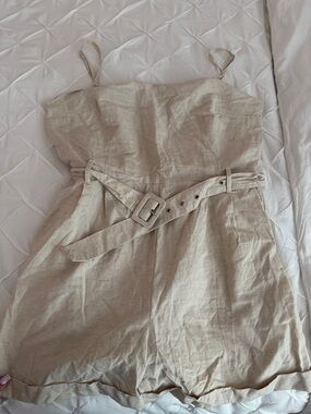 ASOS Curve Neutral Beige Spaghetti-Strap Mini Dress with Belt